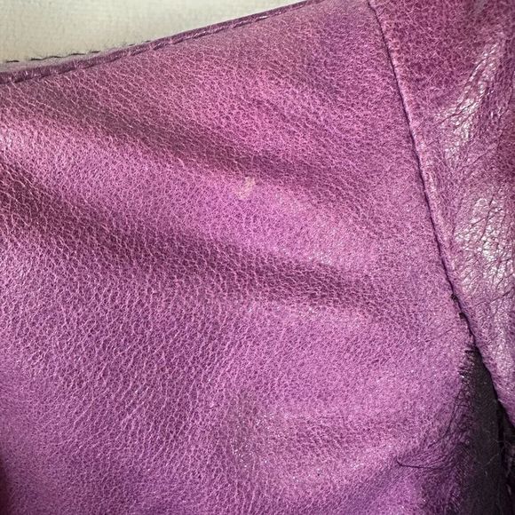 Royal Underground Leather Jacket Zip Sheer Black Ruffles Ornate Buttons Purple L - Picture 13 of 13